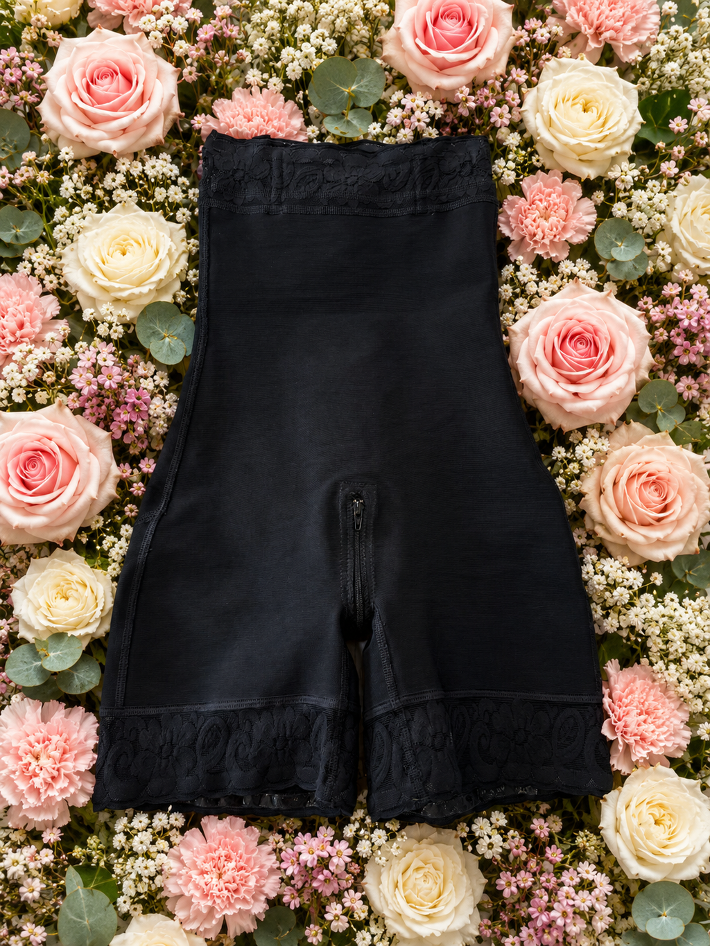 3017 - Pantalón corto alto con control de abdomen y realce de glúteos