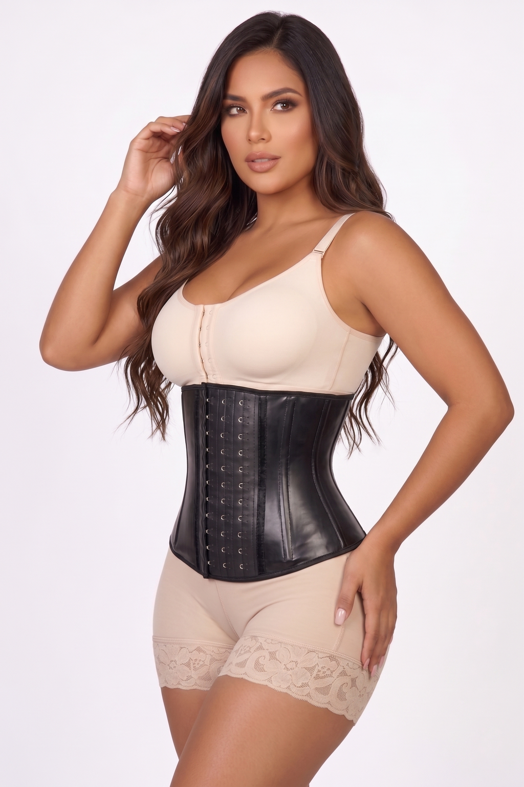 CL01 - Latex waist trainer with three rows of hooks