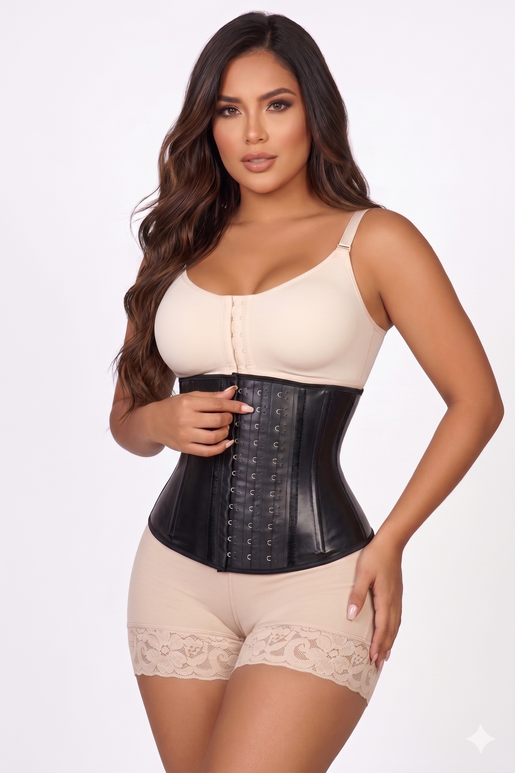 CL01 - Latex waist trainer with three rows of hooks